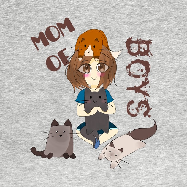 Mom Of Boys , cute mom of cats t-shirt by TATOH